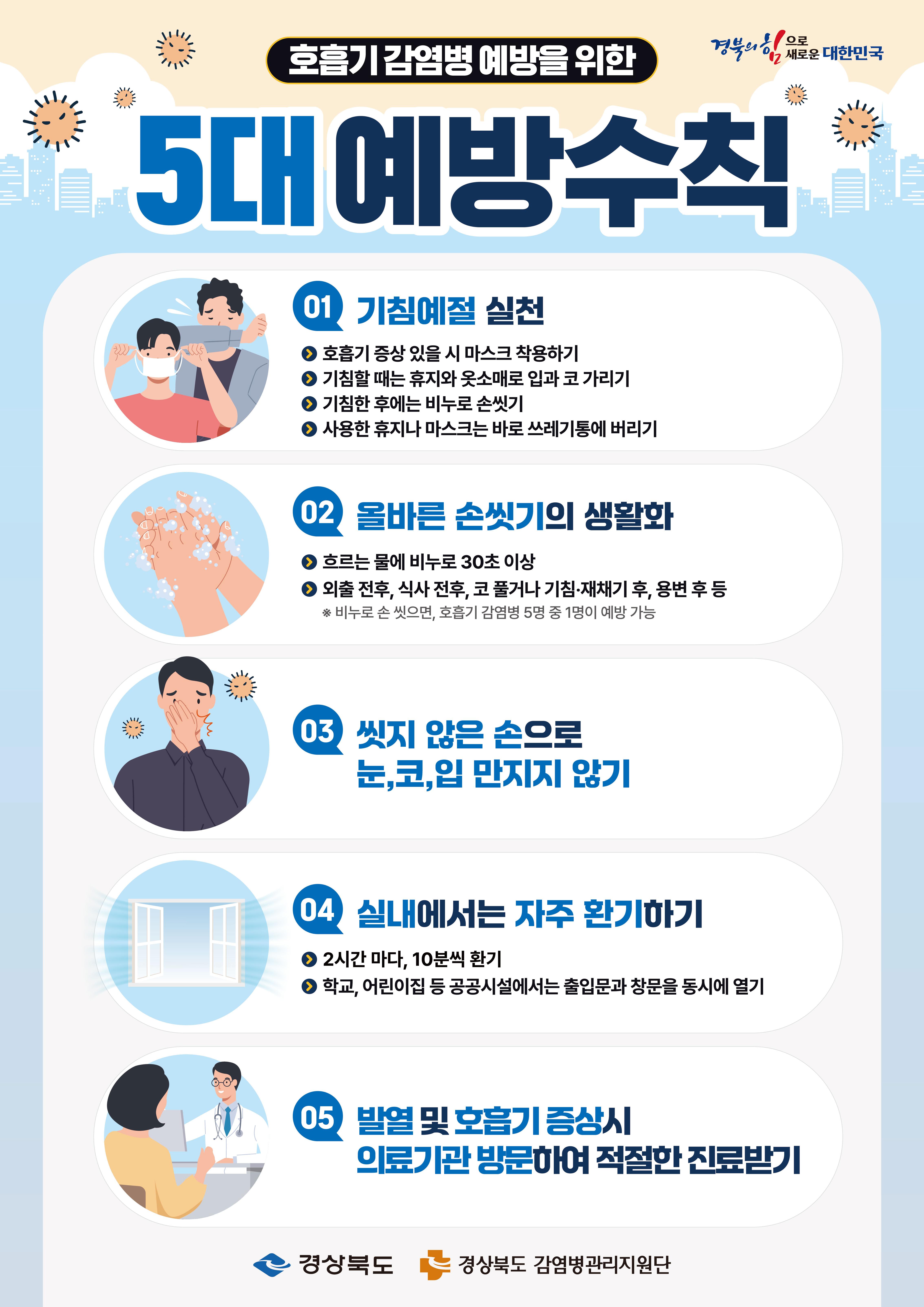 호흡기 감염병 예방을 위한 5대 예방수칙 