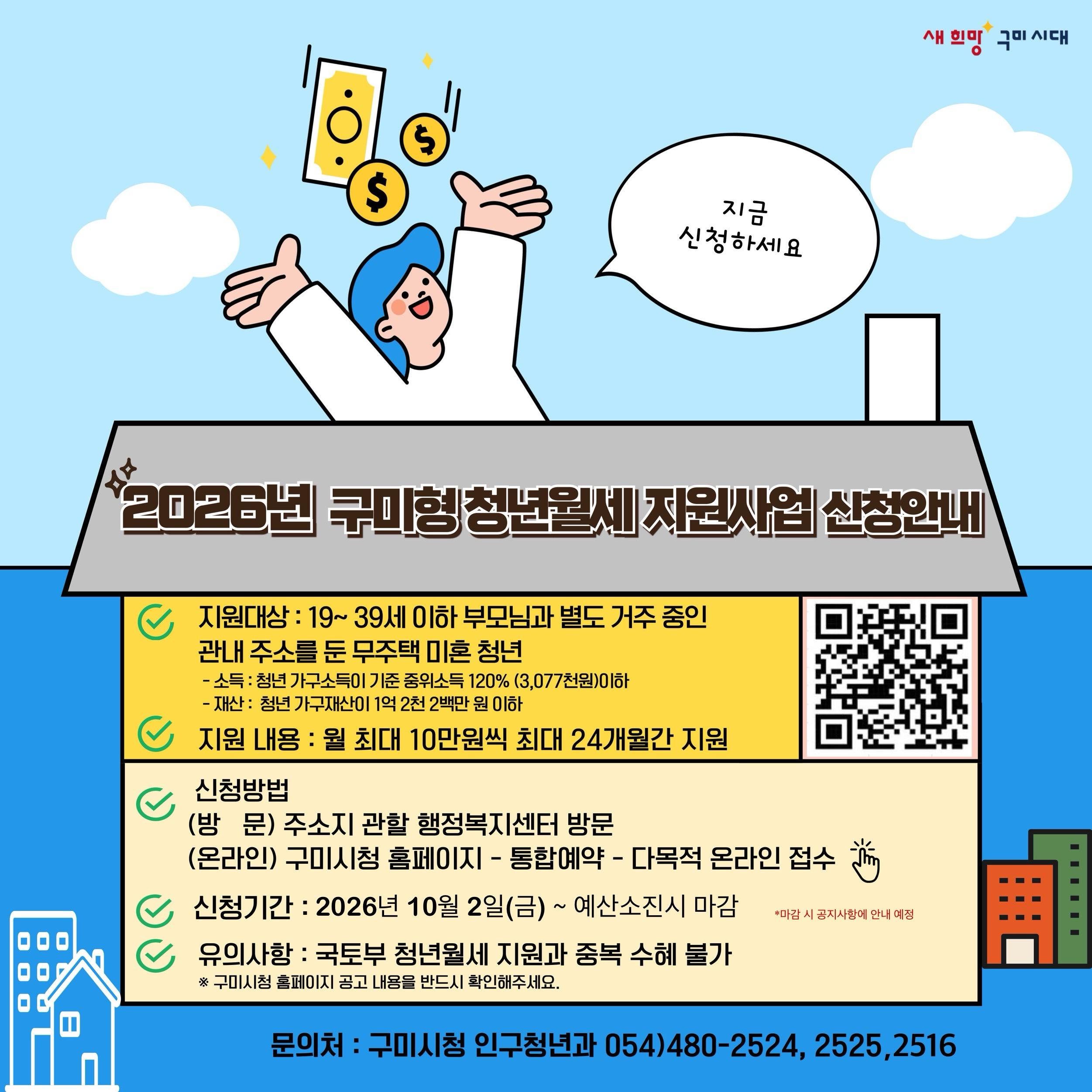 [인구청년과]구미형 청년월세 홍보 포스터