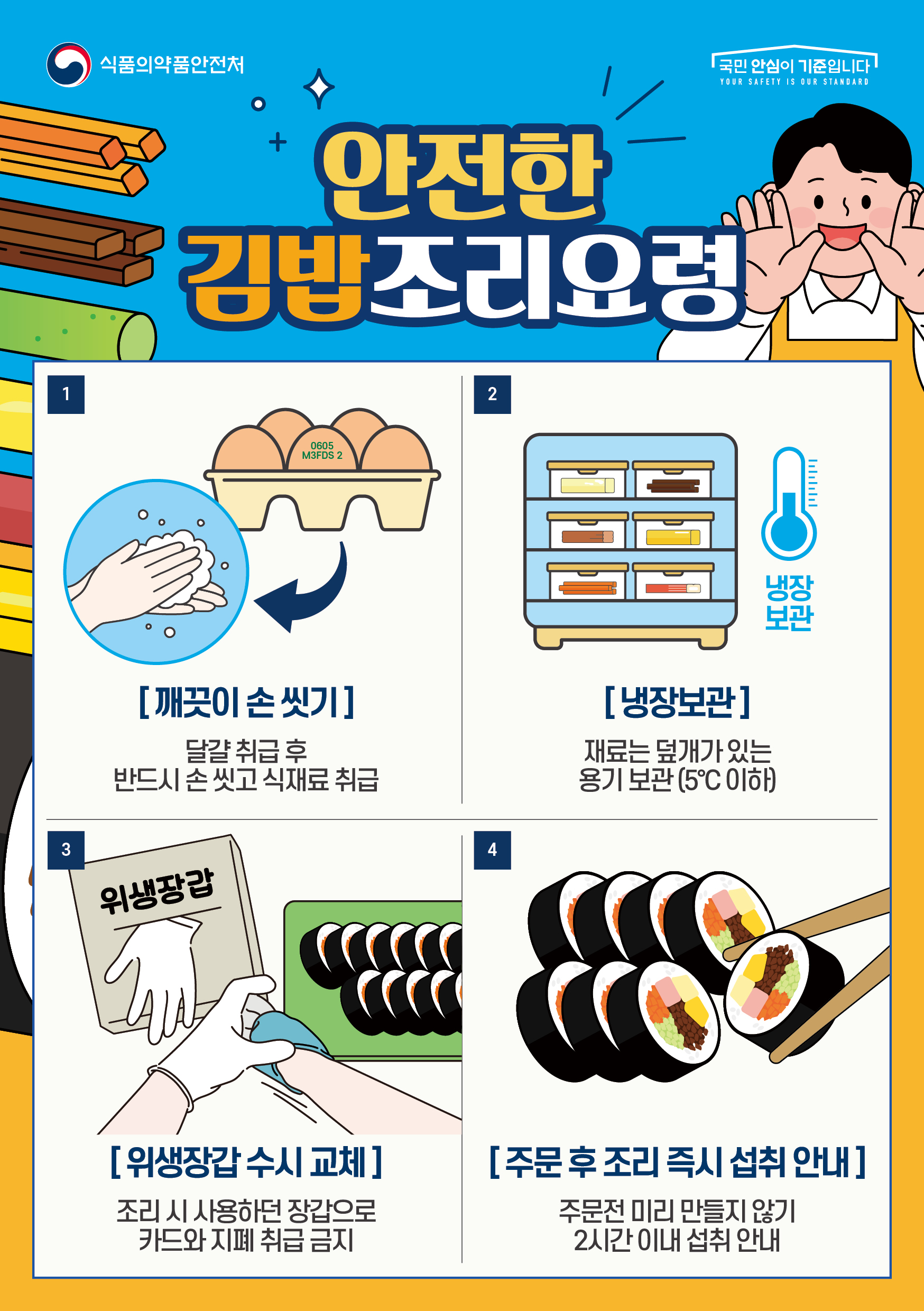 안전한 김밥 조리요령 및 달걀 취급 시 주의요령 첨부 이미지