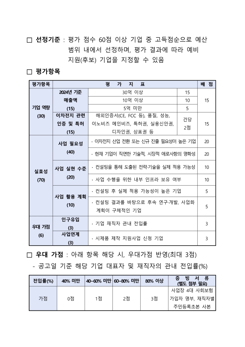 「2025 이차전지 기업 경쟁력 강화 기술 컨설팅 지원사업」 참여기업 모집 추가 공고 첨부 이미지